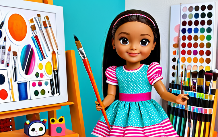 Digital Illustration**

"A L.O.L. Surprise! doll in a vibrant and colorful dress, holding a paintbrush, standing in front of a digital canvas. The canvas shows a work-in-progress illustration of other L.O.L. Surprise! dolls in various creative poses. Background includes art supplies and a cheerful atmosphere. Fully clothed, modest attire, safe for work, appropriate content, professional digital art, perfect anatomy, natural proportions, high quality."

**