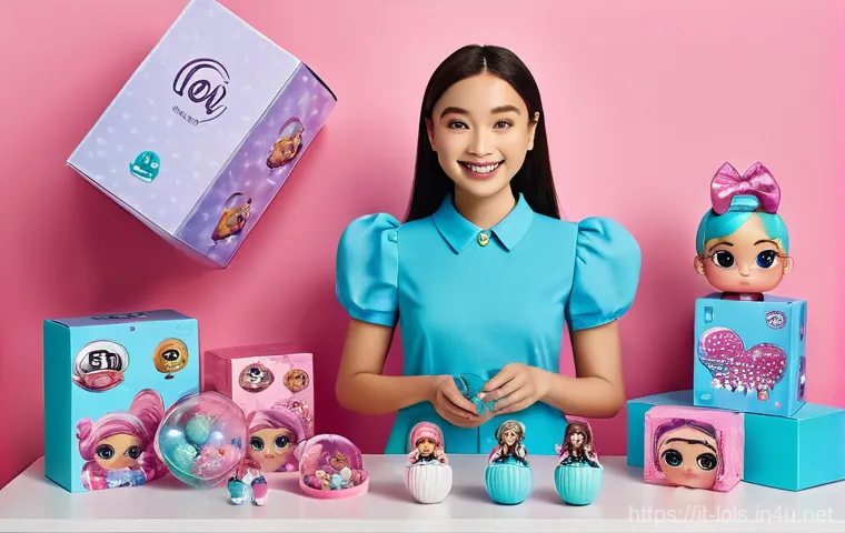 LOL 서프라이즈 이벤트 프로모션 참여 방법 - **Prompt:** A young adult female collector, elegantly dressed in a chic, modest outfit consisting of...