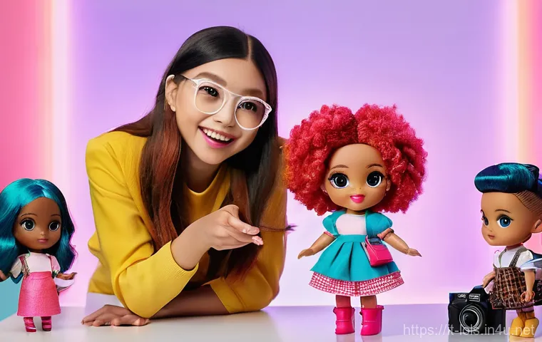 LOL 서프라이즈의 소셜 미디어 반응 - A sophisticated female collector, aged around 28-35, with stylish glasses and a chic, modest blouse,...