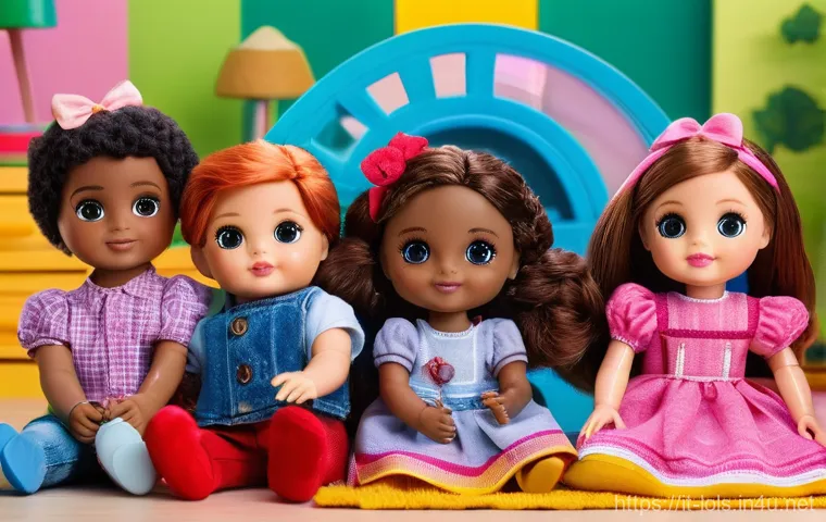 LOL 서프라이즈를 활용한 창의적 교구 활용 - **Imaginative Storytelling with LOL Surprise Dolls**
    "A vibrant, eye-level shot of a diverse gro...