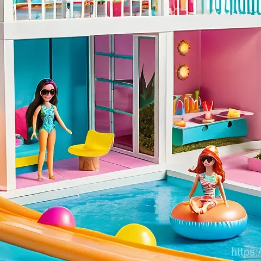 LOL 서프라이즈 플레이 세트 비교 - The Glamper is fully transformed into its multi-level house and illuminated pool configuration, with...