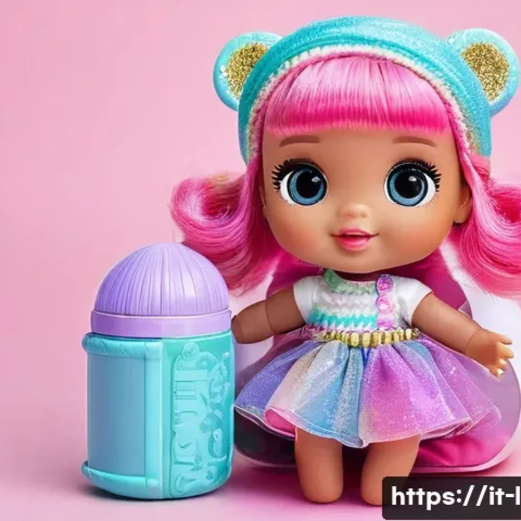 LOL 서프라이즈와 관련된 다양한 컬렉션 리뷰 - A whimsical, close-up shot of a small, vibrantly colored LOL Surprise Original doll. The doll has la...