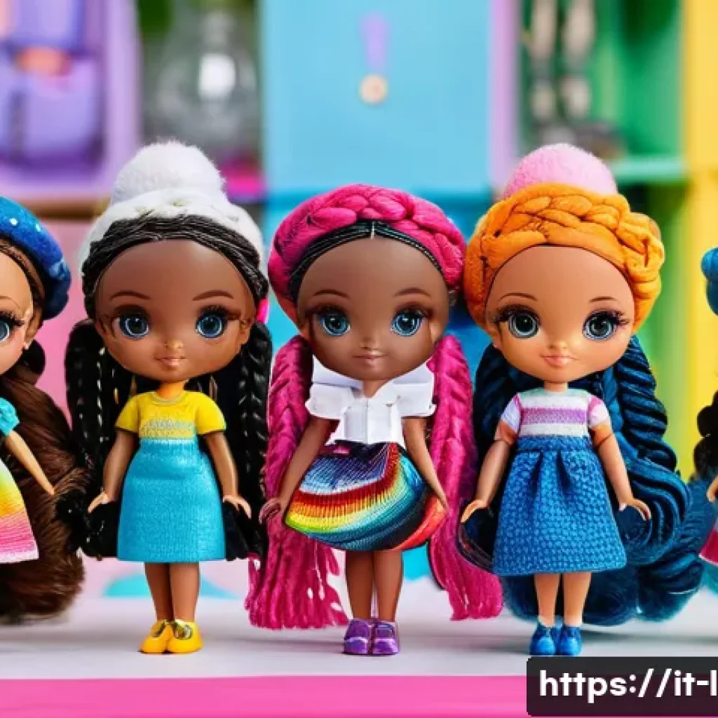 LOL 서프라이즈를 활용한 다양한 아이디어 - **Prompt:** A close-up, vibrant shot of diverse LOL Surprise OMG Fashion Dolls in a creative worksho...