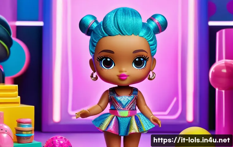 LOL 서프라이즈 캐릭터 디자인 과정 - A vibrant LOL Surprise doll inspired by a fusion of 1980s retro-futuristic style and modern ethnic p...