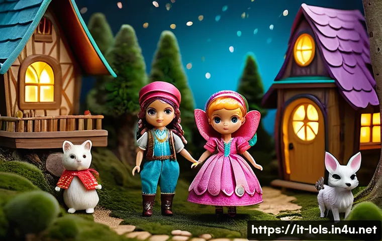 LOL 서프라이즈를 활용한 놀이 아이디어 - A vibrant and whimsical secret village scene featuring LOL Surprise dolls dressed in colorful, imagi...