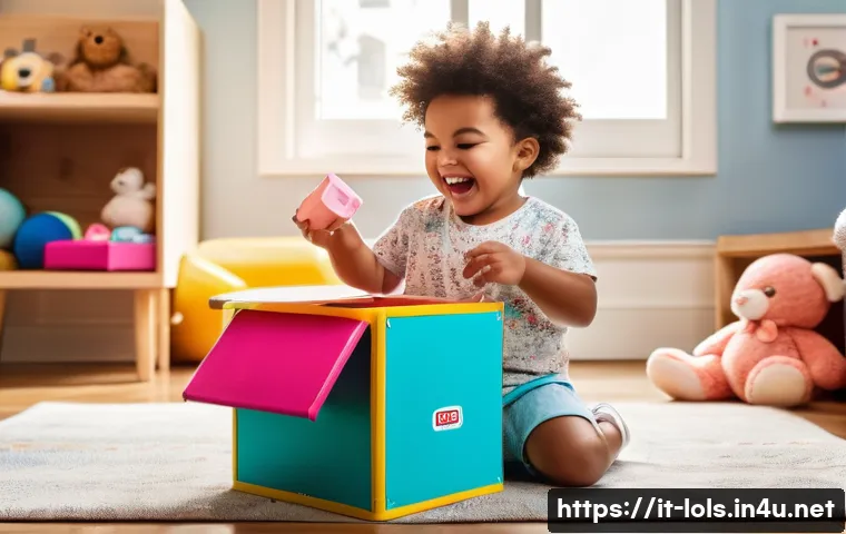 LOL 서프라이즈의 키즈 크리에이터 성공 사례 - A joyful young child wearing colorful casual clothes and a diaper, excitedly opening a LOL Surprise ...