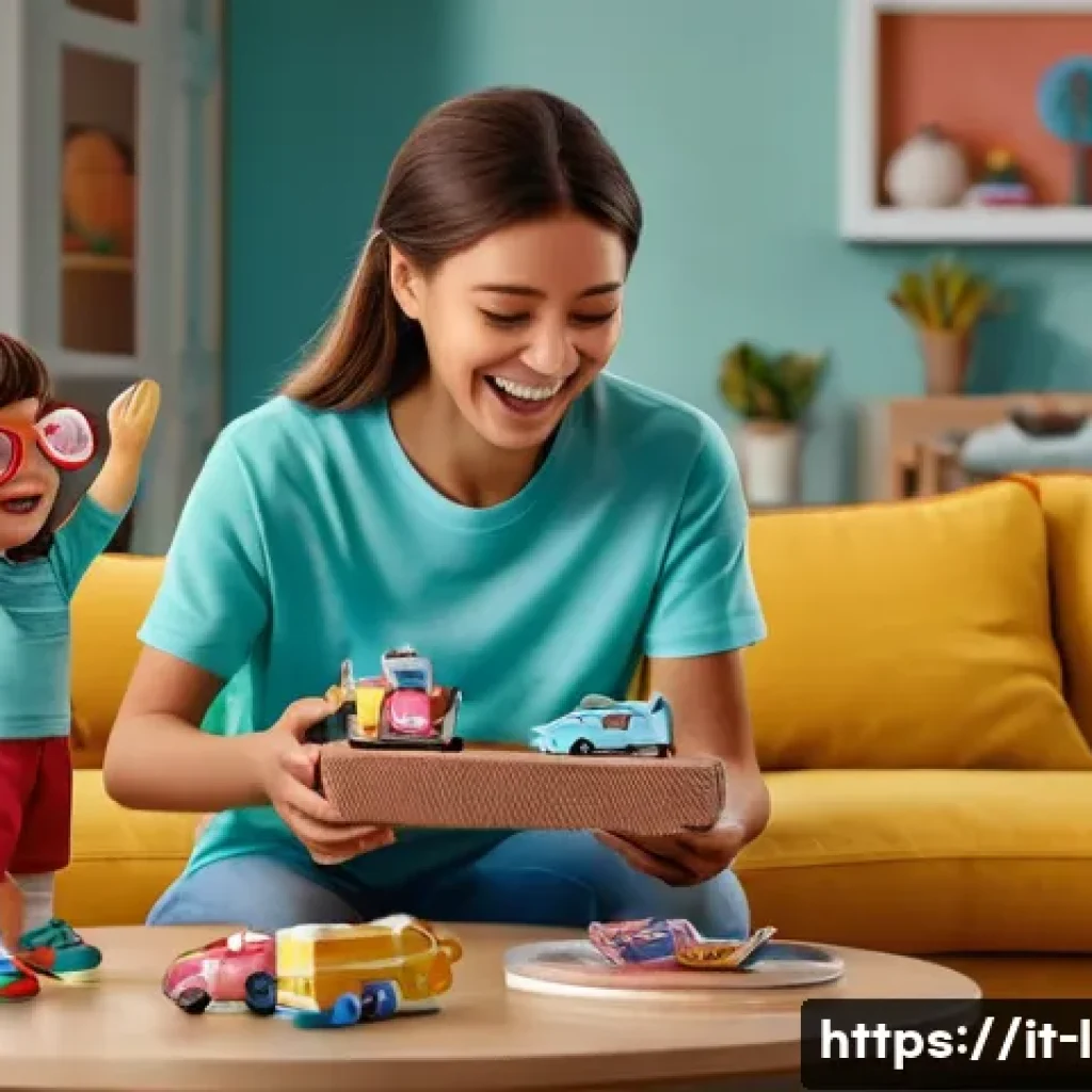 LOL 서프라이즈의 글로벌 소비자 만족도 변화 - A vibrant scene depicting a child and parent joyfully unboxing a LOL Surprise toy set in a cozy Ital...