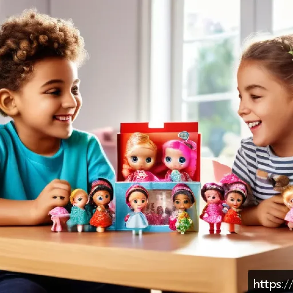 LOL 서프라이즈와 관련된 다양한 소비자 경험 사례 - A vibrant and detailed scene of Italian children aged around 6-8 years playing with LOL Surprise dol...