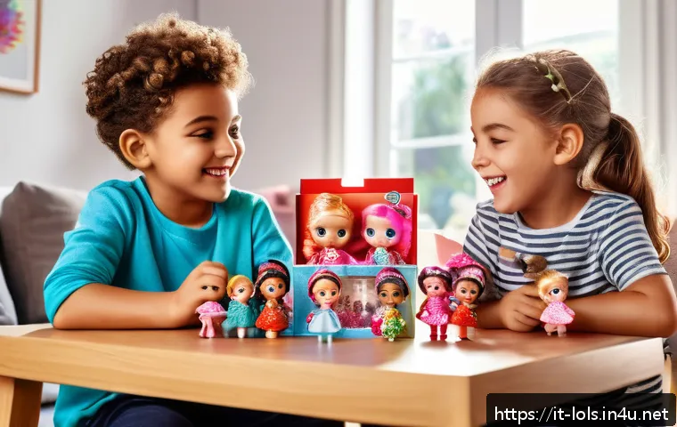LOL 서프라이즈와 관련된 다양한 소비자 경험 사례 - A vibrant and detailed scene of Italian children aged around 6-8 years playing with LOL Surprise dol...