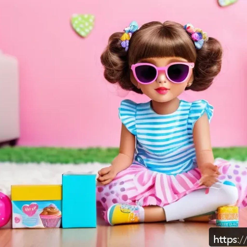 LOL 서프라이즈의 다양한 글로벌 트렌드 사례 - A vibrant, detailed scene of a child’s hands unwrapping a LOL Surprise doll packaging with multiple ...