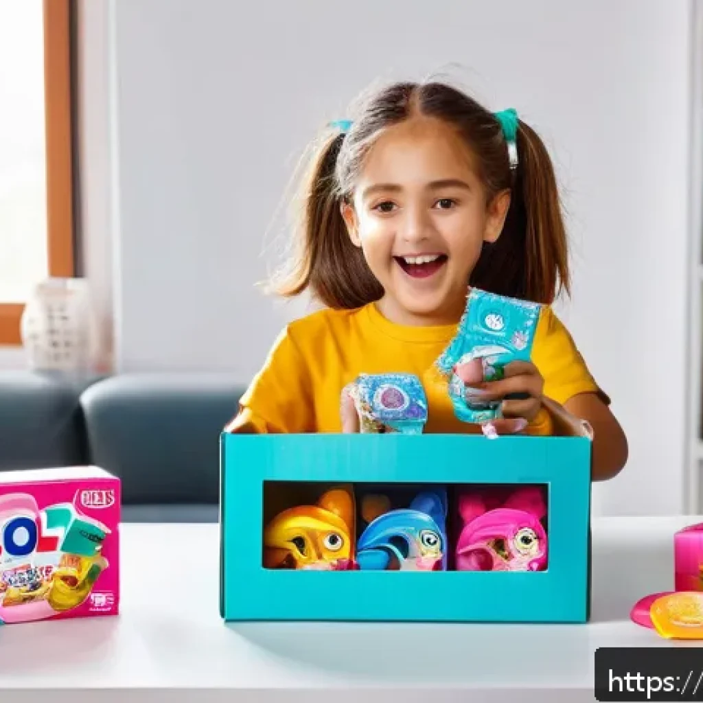 LOL 서프라이즈의 브랜드 성공 요인 - A vibrant, detailed scene of a child&rsquo;s hands eagerly unboxing a LOL Surprise doll set, showcasing mu...