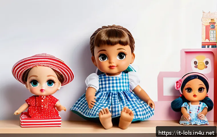LOL 서프라이즈의 소비자 반응과 리뷰 사례 - A vibrant and colorful scene showcasing a collection of LOL Surprise dolls displayed on a wooden she...